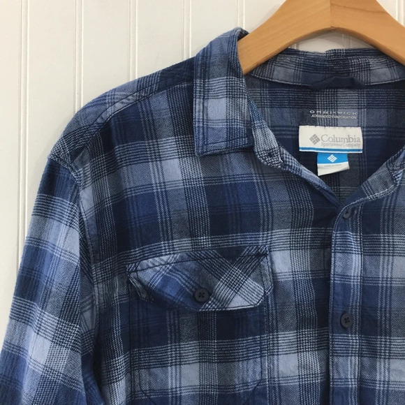Columbia Omni Wick Button Up‎ Shirt Blue Plaid - Picture 2 of 13